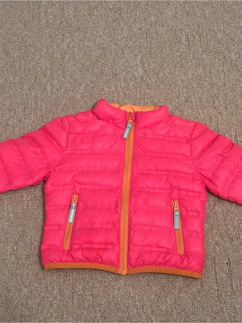 Cat & Jack Pink Puffer Jacket with Orange Trim